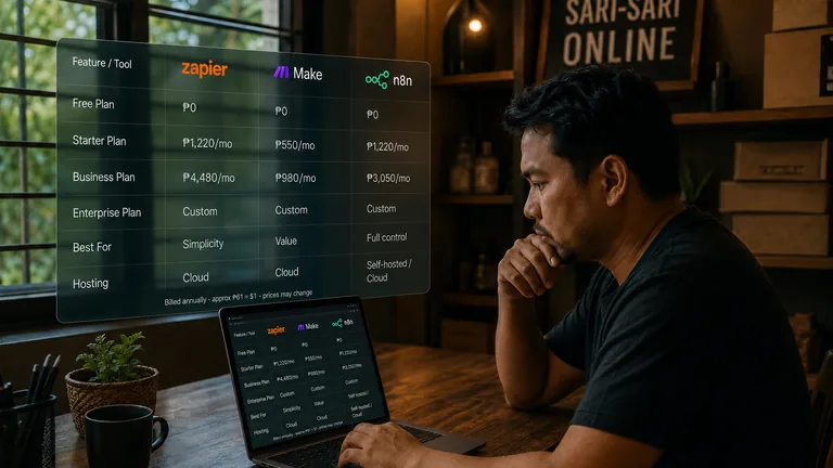 Automation tool cost comparison in pesos for a small business owner in the Philippines