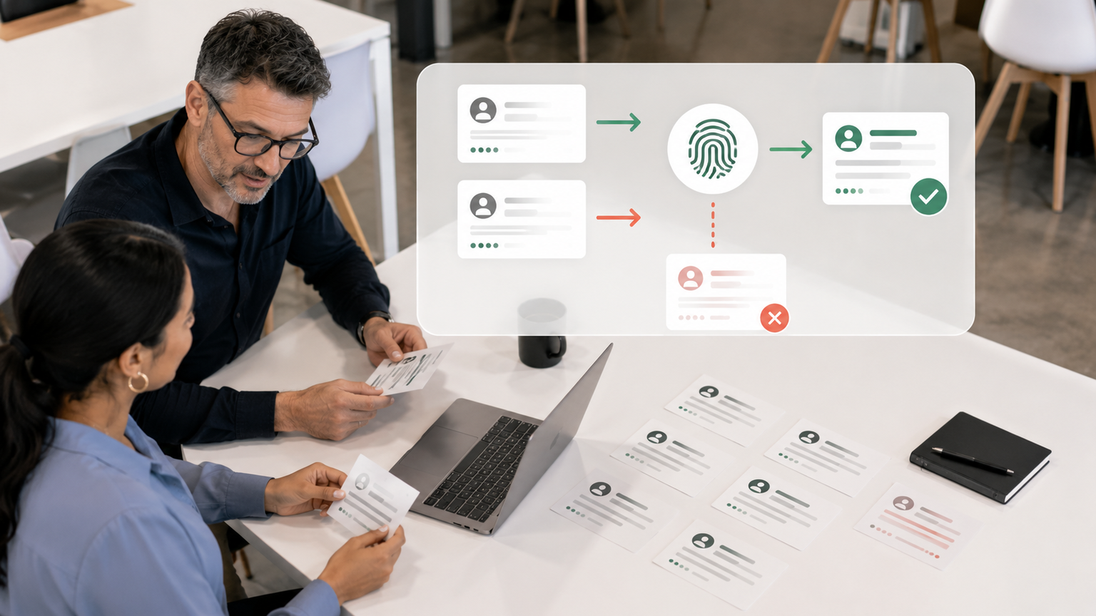 Sales team reviewing duplicate lead records before one verified contact enters the CRM