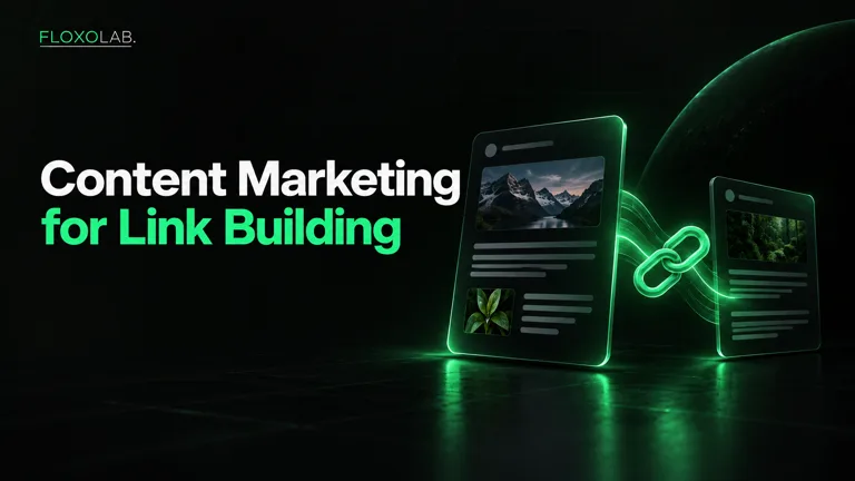 Content marketing pages connected by a glowing link