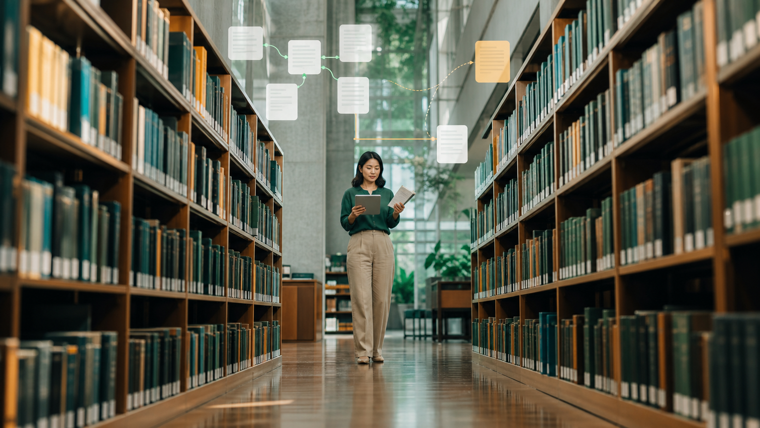 A librarian reconnecting an isolated page to an organized content collection